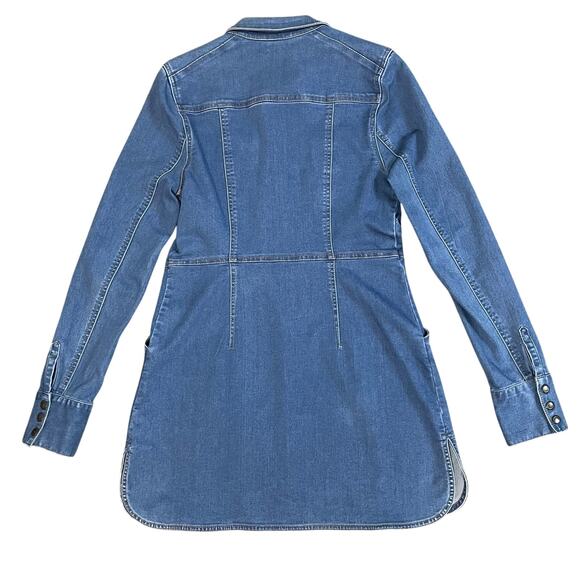 Free People Jean Dynamite Mini Dress Long Sleeve Stretch Denim Blue Women's M - Picture 10 of 16
